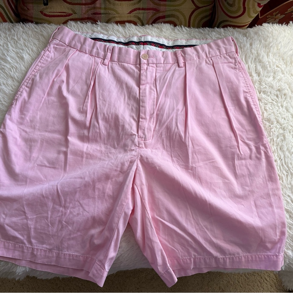 Polo Golf Men's Flat Front Pleated Pink Shorts